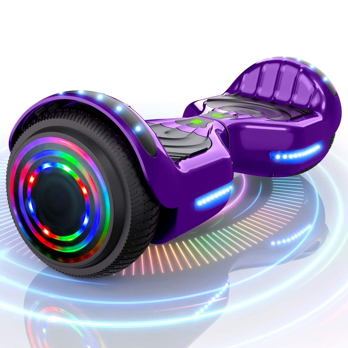 Hover Heart - 6.5" Electric Hoverboard with Bluetooth Speaker, LED Light, Dual 60W Motors, UL2272 Certified Battery, 6.2 MPH Top Speed - Chrome Purple