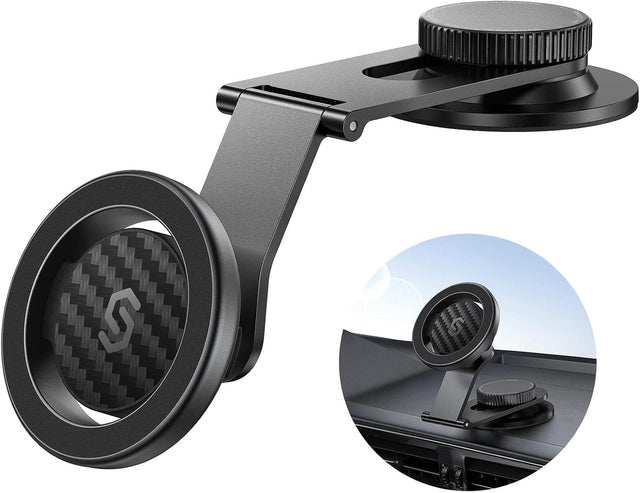 Front. Syncwire - Magnetic Car Mount for MagSafe, Foldable Aluminum Arm Phone Holder for Dashboard and Tesla - Black.