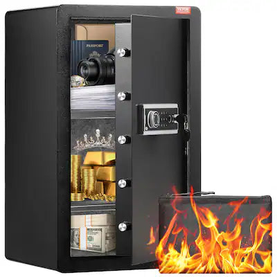VEVOR - Single Door 4.0 cu.ft Safe Box with Key Lock, Password & Fingerprint, Safe Lock Box with Fireproof Bag