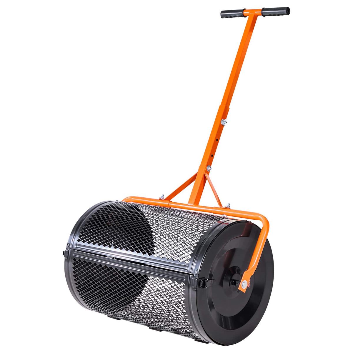 VEVOR - Compost Spreader, 24 in Wide Peat Moss Spreader with T Shaped Handle, 3 Heights Adjustable, Powder-Coated Steel Garden - Black;Orange