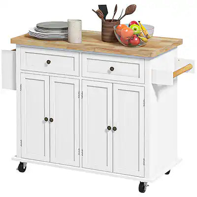 Homcom - Rolling Kitchen Island Cart with Spice Rack