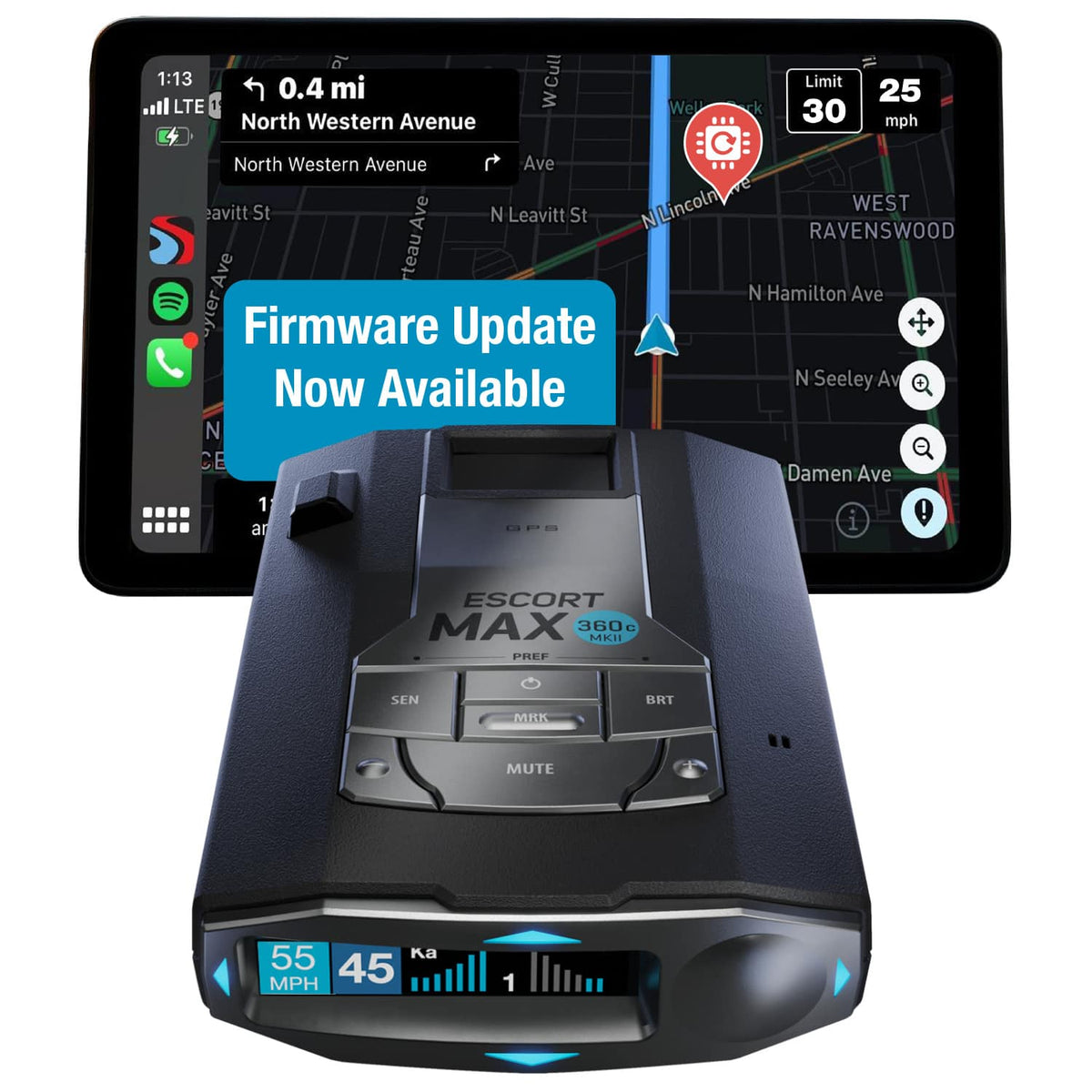 Escort - MAX 360c MKII Radar and Laser Detector, works with Apple CarPlay/Android Auto - Black