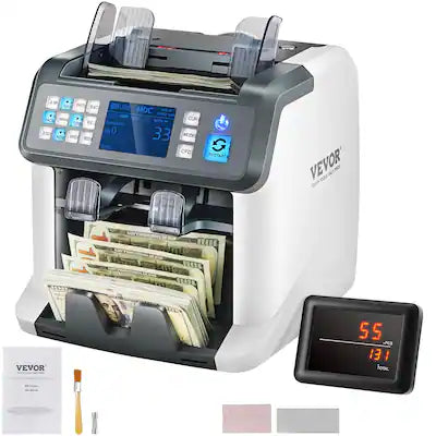 VEVOR - Money Counter Machine, Bill Counter with Mixed Denomination,2CIS, SN,UV, IR, MG, DD Counterfeit Detection,Multi Currency