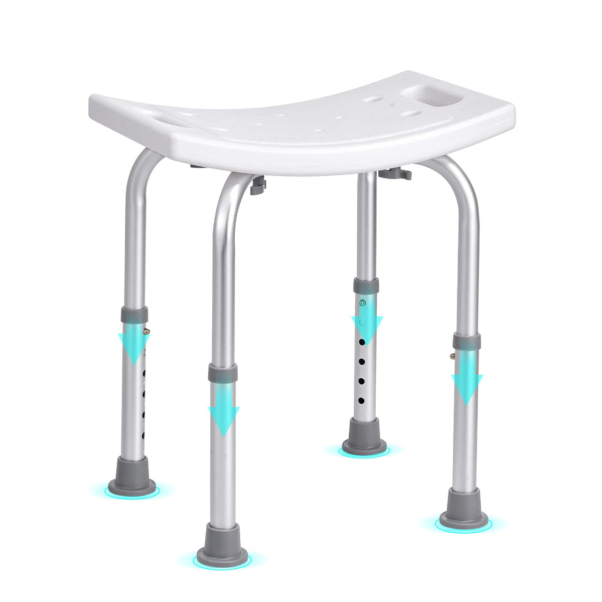 VEVOR - Shower Chair, Adjustable Height Shower Stool with Built-in Handles, Shower Seat for Inside Shower - Silver;White