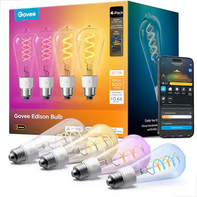 Govee - 500LM RGBWW Smart ST19 LED Bulb 4 Pack