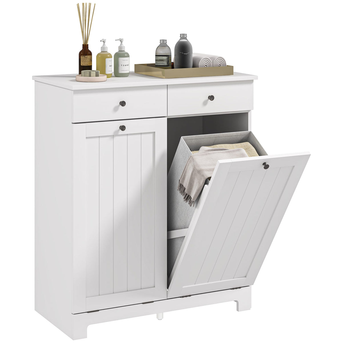 Homcom - Laundry Hamper Cabinet - White