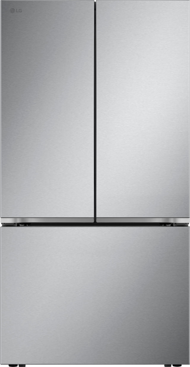 Front. LG - 36-in Wide Counter-Depth MAX 26.5 Cu. Ft. French Door Smart Refrigerator with Internal Water Dispenser - Stainless Steel.