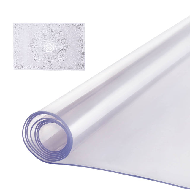 Front. VEVOR - Plastic Table Cover, 24 x 48 Inch 2.0 mm Thick Clear Table Protector, Rectangle PVC Desk Mat - Transparent.
