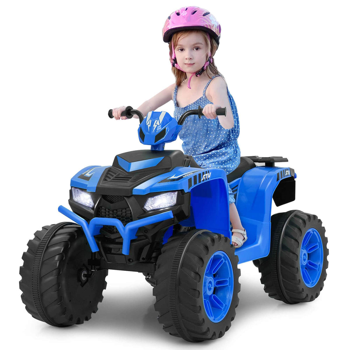 Costway - 24V Kids Ride-On Electric ATV 4-Wheeler Quad Car with Wireless Connection - Blue