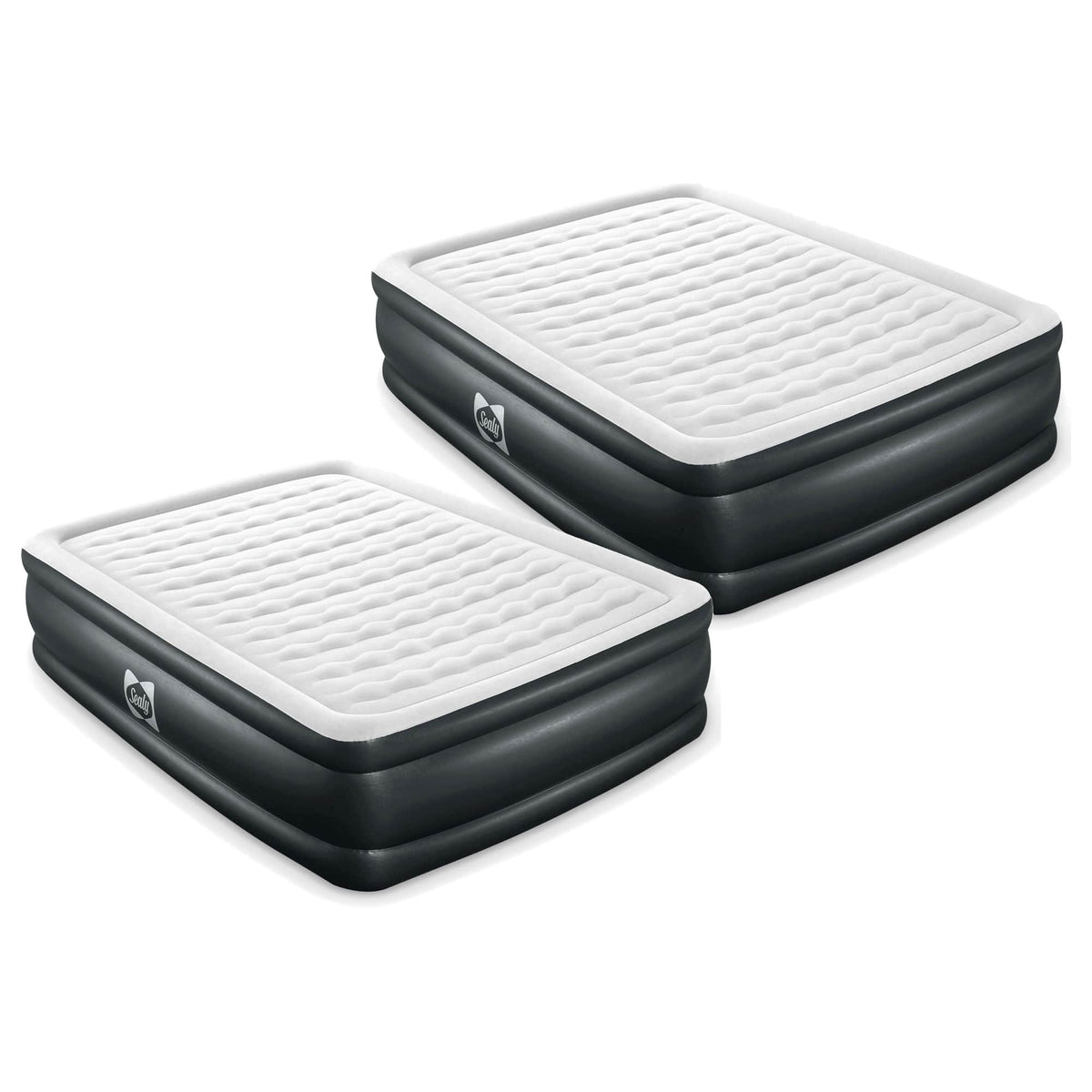 Sealy - Tritech Queen 20" Air Mattress Bed 2 Person with Built-In AC Pump, 2 Pack - Gray / Dark Gray