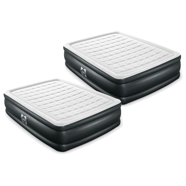 Front. Sealy - Sealy Tritech Queen 20" Air Mattress Bed 2 Person with Built-In AC Pump, 2 Pack - Gray / Dark Gray.