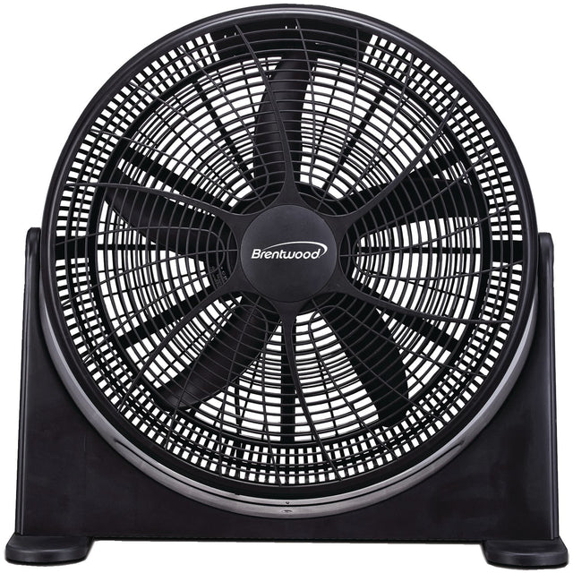 Front. Brentwood - 20" Portable High-Velocity Air-Circulator Floor Fan, 3 Speeds, 5 Blades, 90° Pivoting Head, 60" Cord - Black.