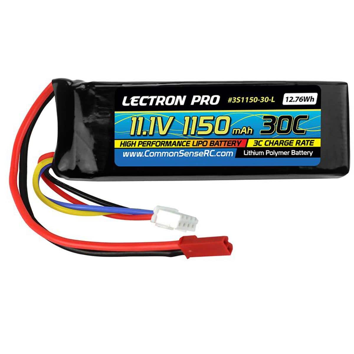 COMMON SENSE RC - Lectron Pro 11.1V 1150mAh 30C Li-Po Battery w/JST Connector