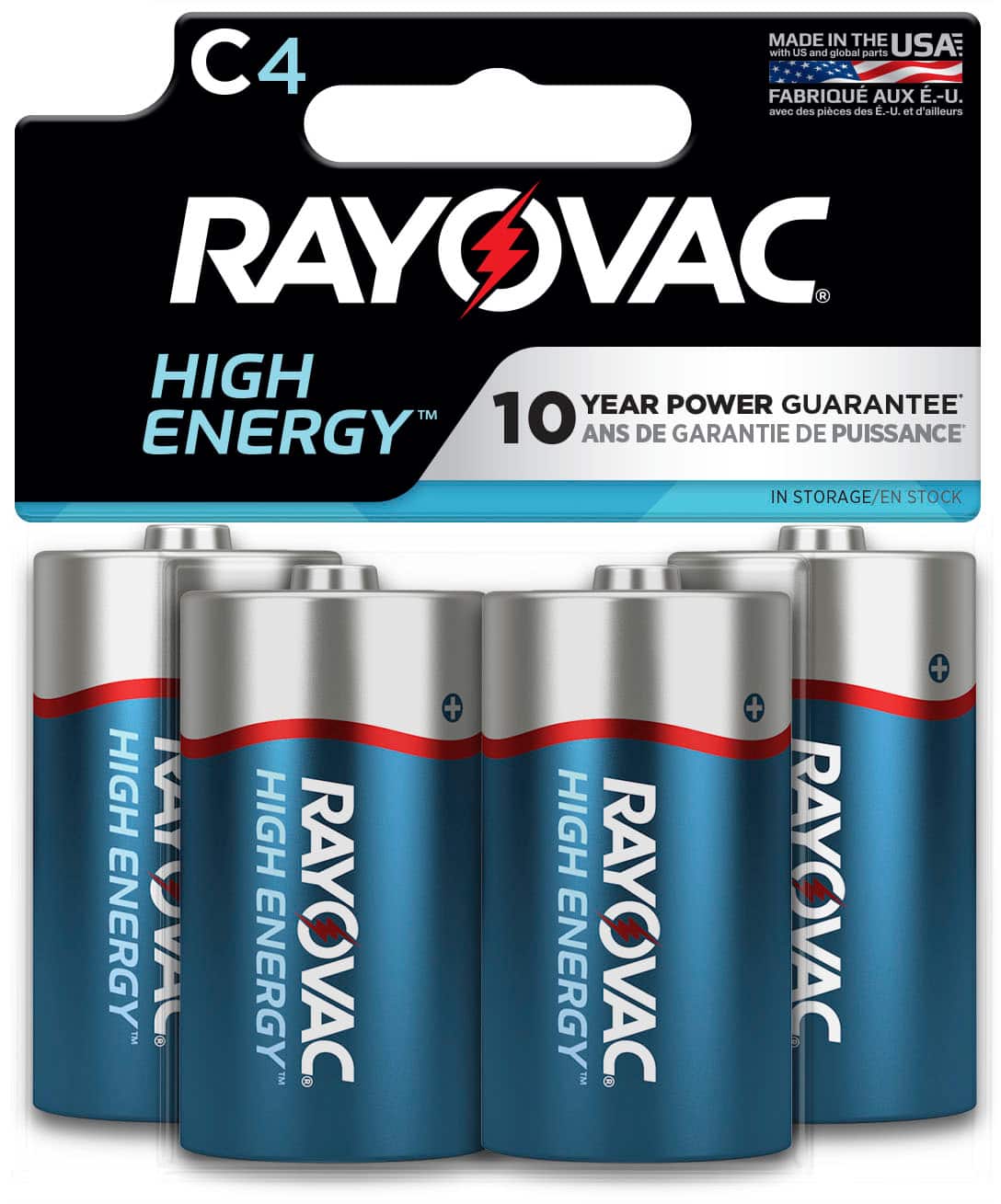 Rayovac - High Energy C Batteries (4 Pack), Alkaline C Cell Batteries