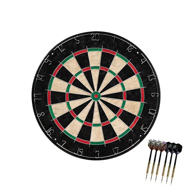 Front. MD Sports - MD Sports 18 in Sisal Dartboard with Staple-Free Bullseye and Steel Tip Dart Set Perfect Replacement Dartboard - ‎Black / Green / Red.