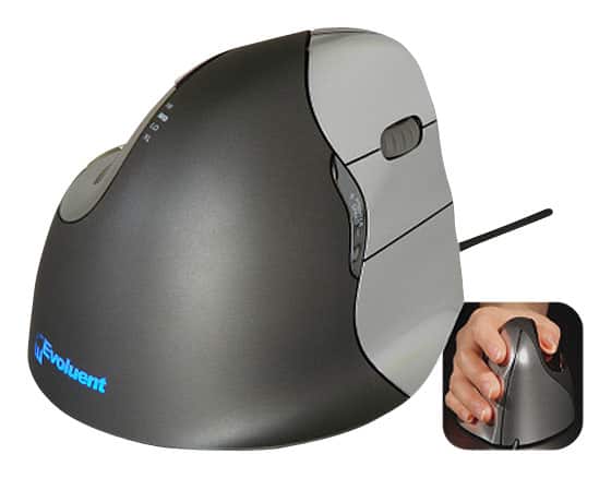 Front. Prestige - Evoluent VM4 Vertical Right-Handed Mouse - Gray.