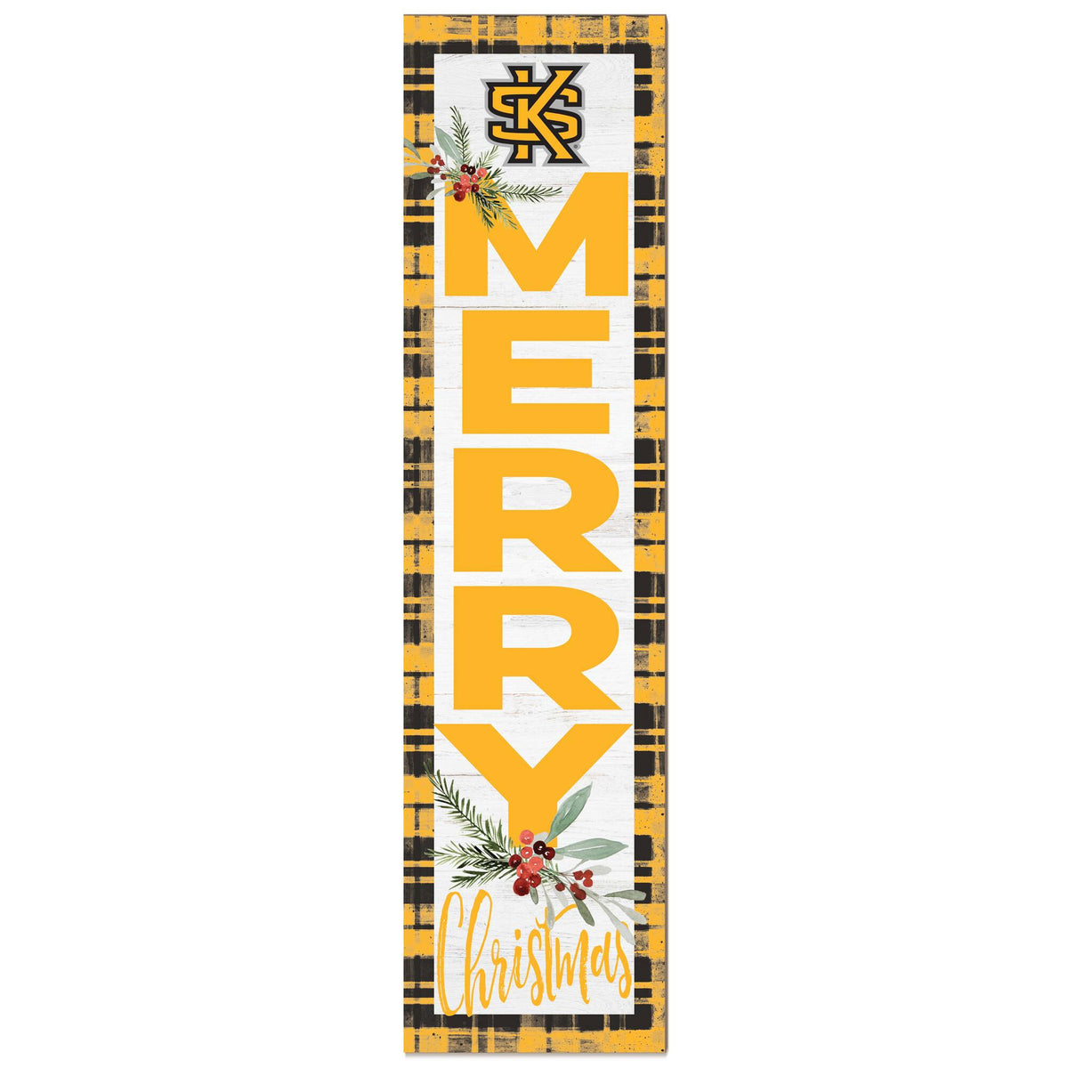 Jardine - Kennesaw State Owls 12'' x 48'' Outdoor Merry Christmas Leaner - White