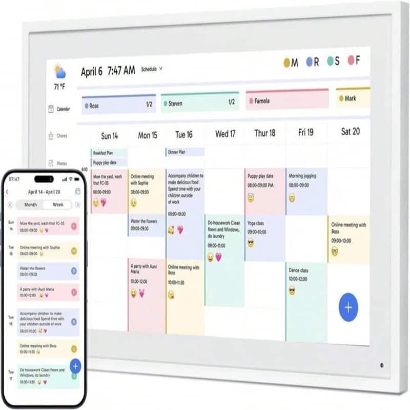 Cubilan - 10.1 Inch Digital Photo Frame - Digital Calendar Chore Chart - White