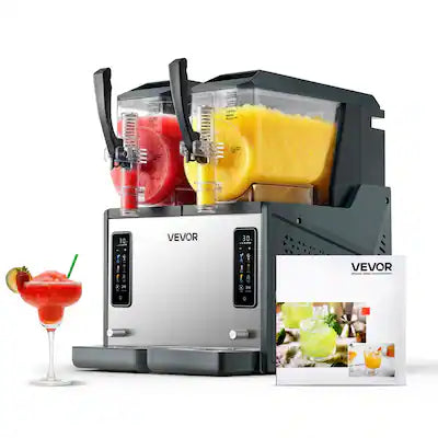 VEVOR - Slushie Machine, 4L/135oz x 2 Tank Slushy Machine for Home, No Ice Needed Frozen Drink Maker, Margarita Maker