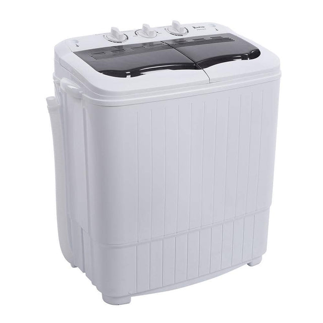 Front. Winado - Electric 14.3lbs Compact Semi-Automatic Washing Machine Apartment(7.7Lbs Wash/6.6Lbs Spin) Compact Washer w/Drain Pump - White&Black.