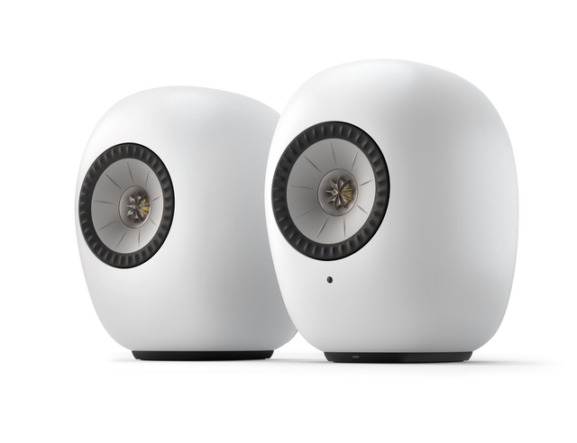 Front. KEF - KEF LS LUXE Wireless HiFi Bookshelf Speakers Mineral White (Pair) - Mineral White.