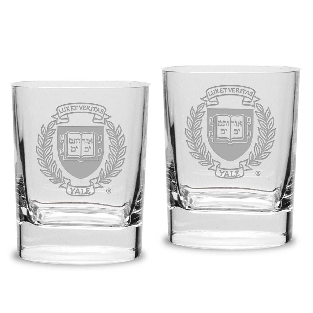 Jardine - Yale Bulldogs 2-Piece 11.75oz. Square Double Old Fashioned Glass Set - Multicolor