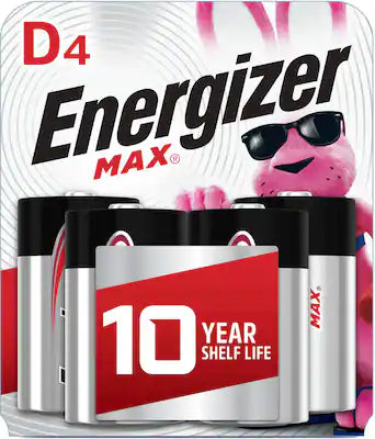 Energizer - MAX D Batteries (4 Pack), D Cell Alkaline Batteries