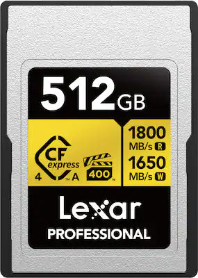 Lexar - 512GB  GOLD CFexpress 4.0 Type A Memory Card, for Photographers, Videographers, Up to 1800/1650 MB/s, VPG 400