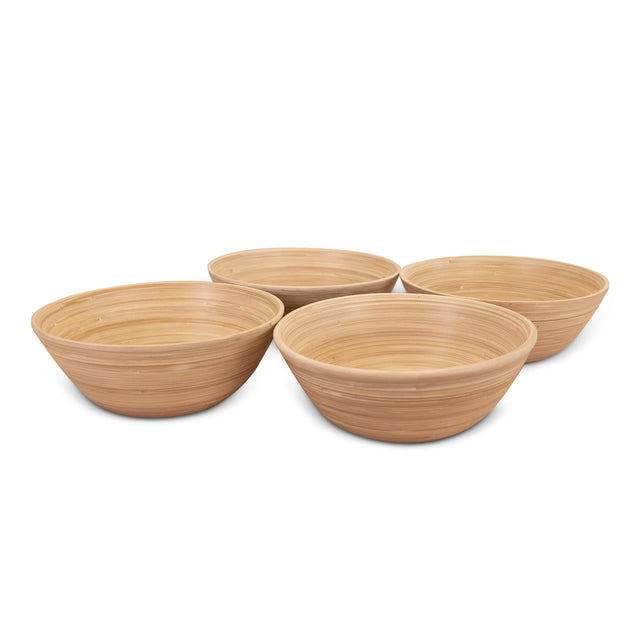 Front. Lexa - Bamboo Salad Bowl Set, 8 Inch x 4, Natural Bamboo - Natural.