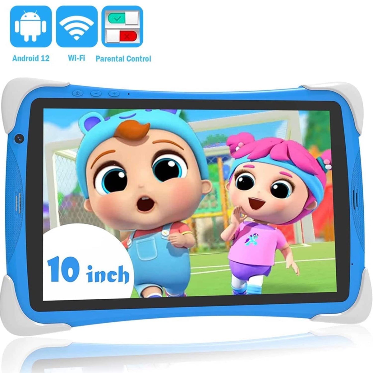 FEONAL - Kids Tablet, Android 15, 64GB, Dual Camera, Preinstalled Kid Apps, Parent Control, Educational Stand - Blue