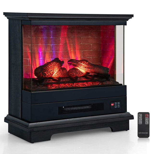 Front. Costway - Costway 27" Electric Fireplace Heater Freestanding 1400W Remote Control Timing Function Black - Black.