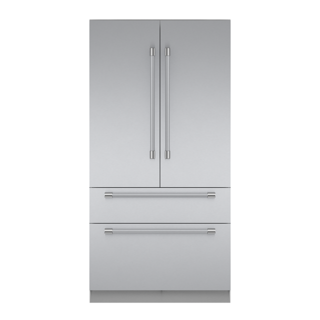 Front. Thermador - Freedom Collection 42 in Wide 23.1 Cu. Ft. Smart Built-in French Door Bottom Freezer Refrigerator - Stainless Steel.