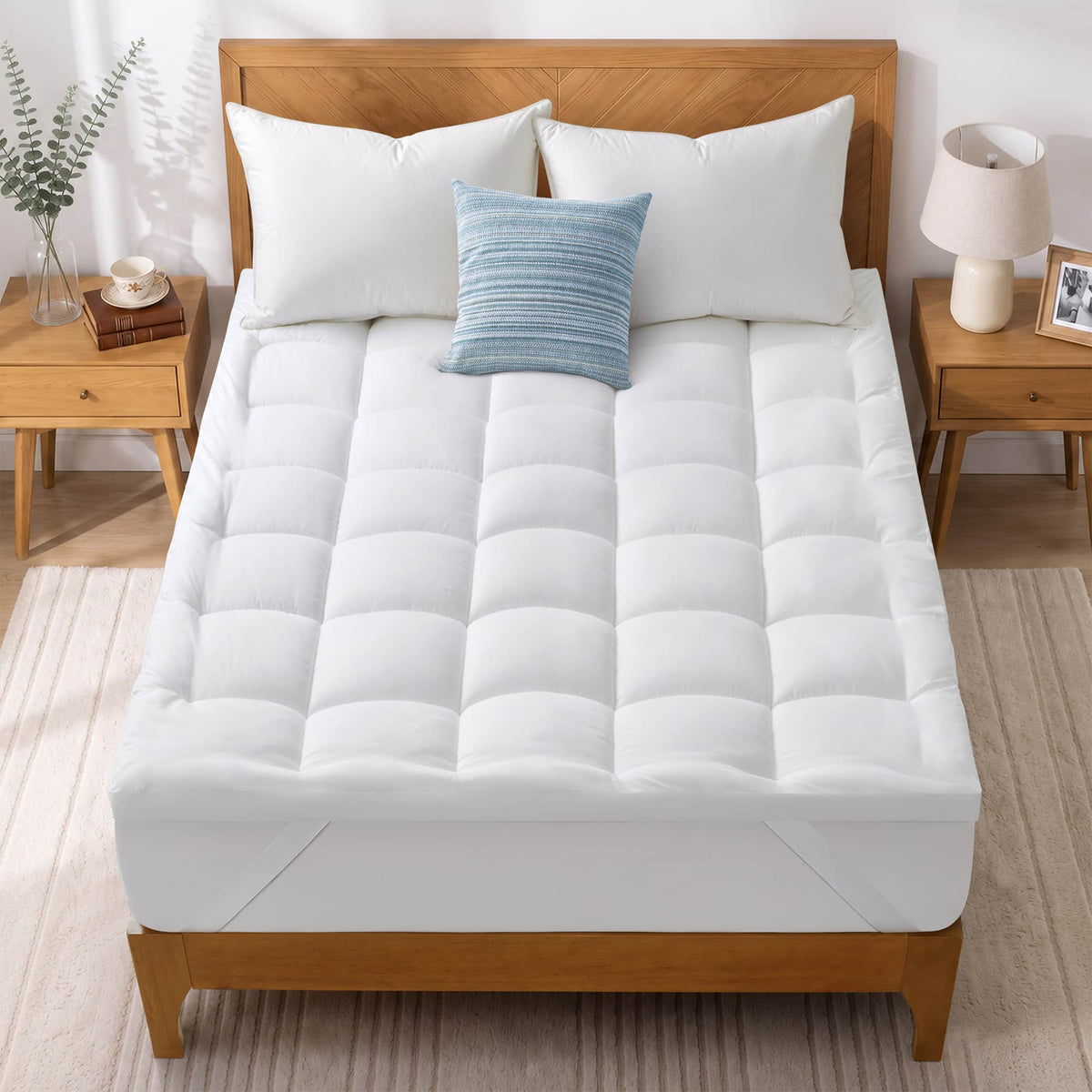 Peace Nest - Plush 2" Down Alternative Mattress Topper, Queen - White