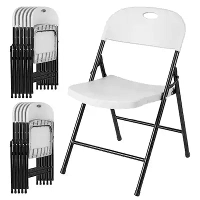 Costway - Foldable Plastic Chairs Set of 12 with Curved PP Seat Ergonomic Backrest Metal Legs