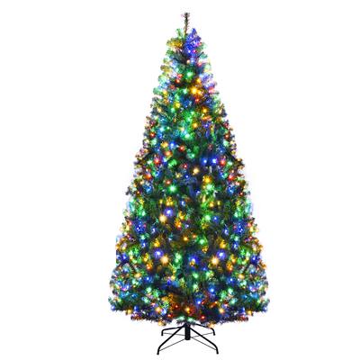Costway - 7Ft Pre-Lit Artificial Christmas Tree Hinged 500 LED Lights