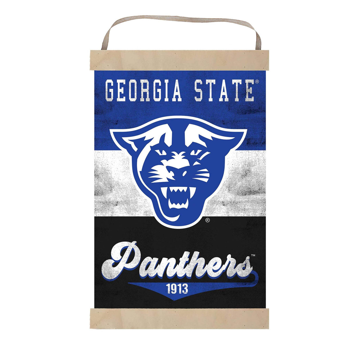 Jardine - Georgia State Panthers Reversible Retro Logo Banner Sign - Blue
