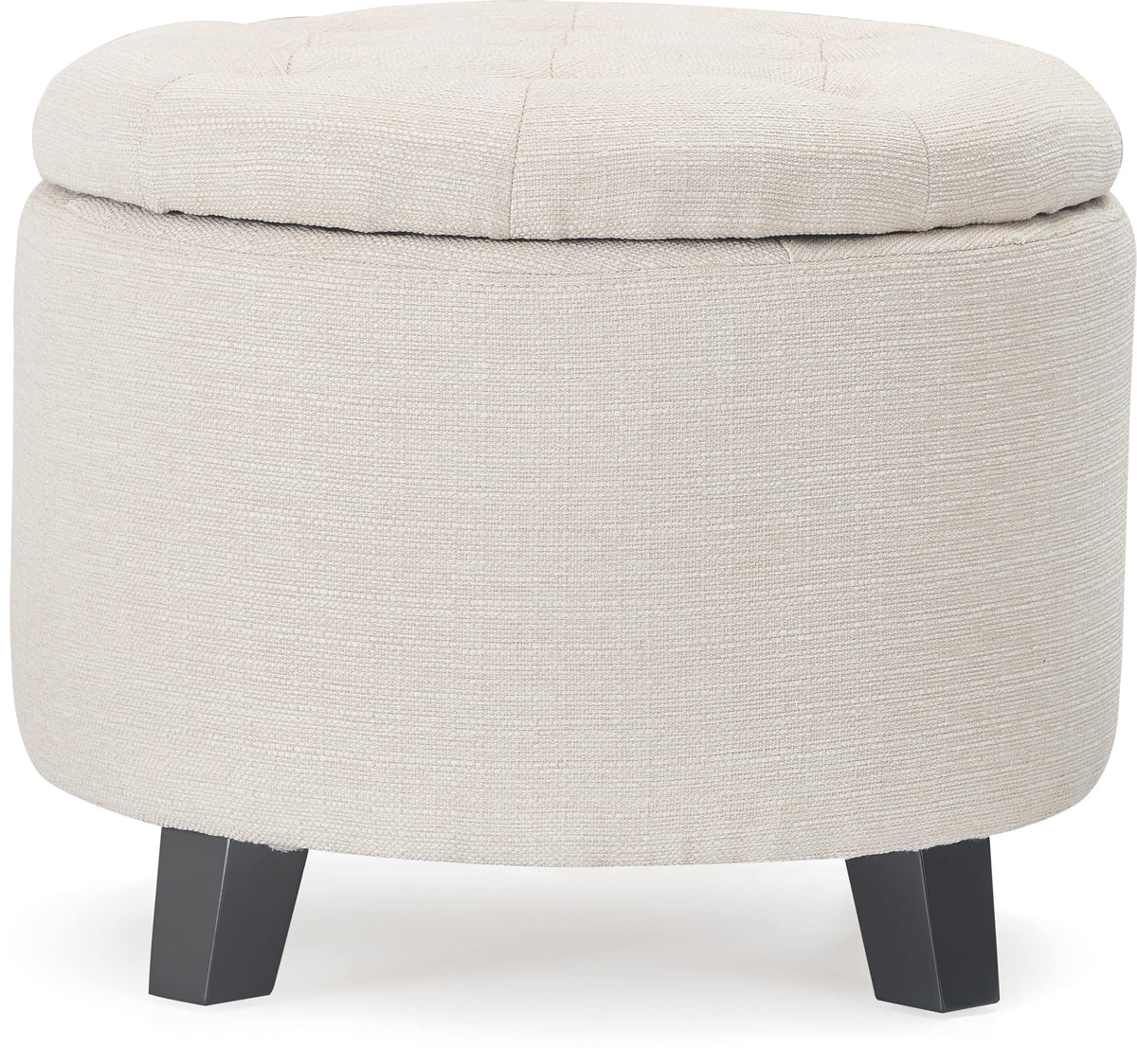 Click Decor - Bennett Round Storage Ottoman - Ivory