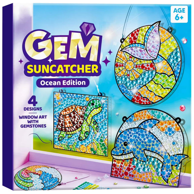 GEM SUNCATCHER Ocean Edition AGE 6+ 4 DESIGNS WINDOW ART WITH GEMSTONES