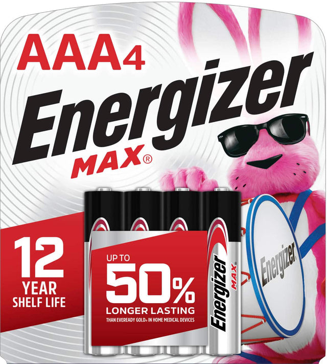 Front. Energizer - MAX AAA Batteries (4 Pack), Triple A Alkaline Batteries - Silver.