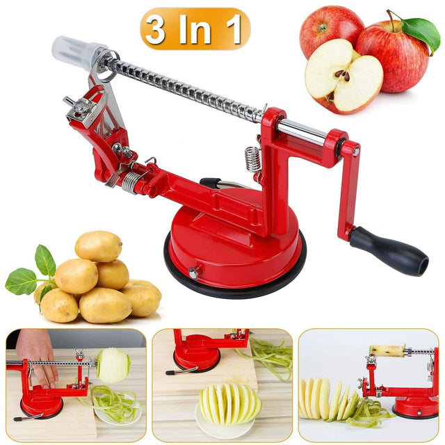 Front. Winado - 3 in 1 Stainless Steel Potato Apple Peeler Corer Slicer Cutter Chopper Pear Fruit Easy Cut Cutter Kitchen Tool - Red.