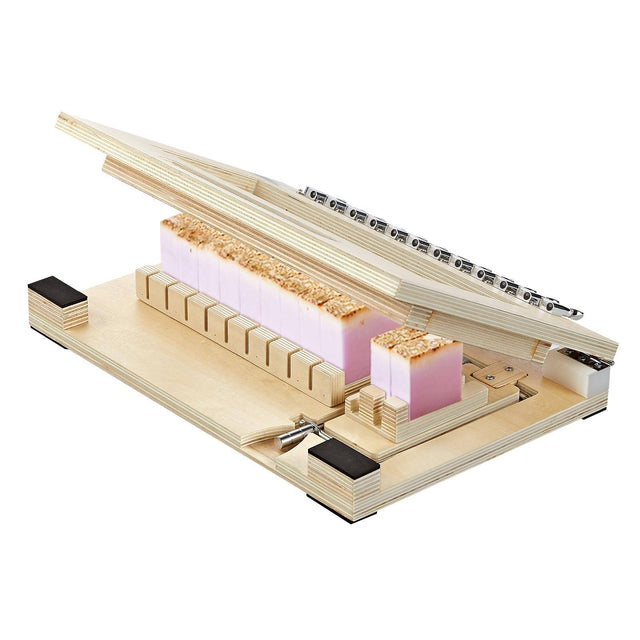 Front. VEVOR - Soap Cutter, Cut 1-12 Bars, Precisely and Accurately Cut 1" Bars, Wood Frame With Stainless Steel Wire, with Extra Wires - Wood Color.