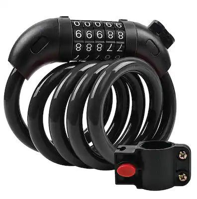 Fosmon - 4FT Bike Lock Cable, Anti Theft 5-Digit Combination Lock, Bicycle Lock with Mounting Bracket, Bike Chain & Lock