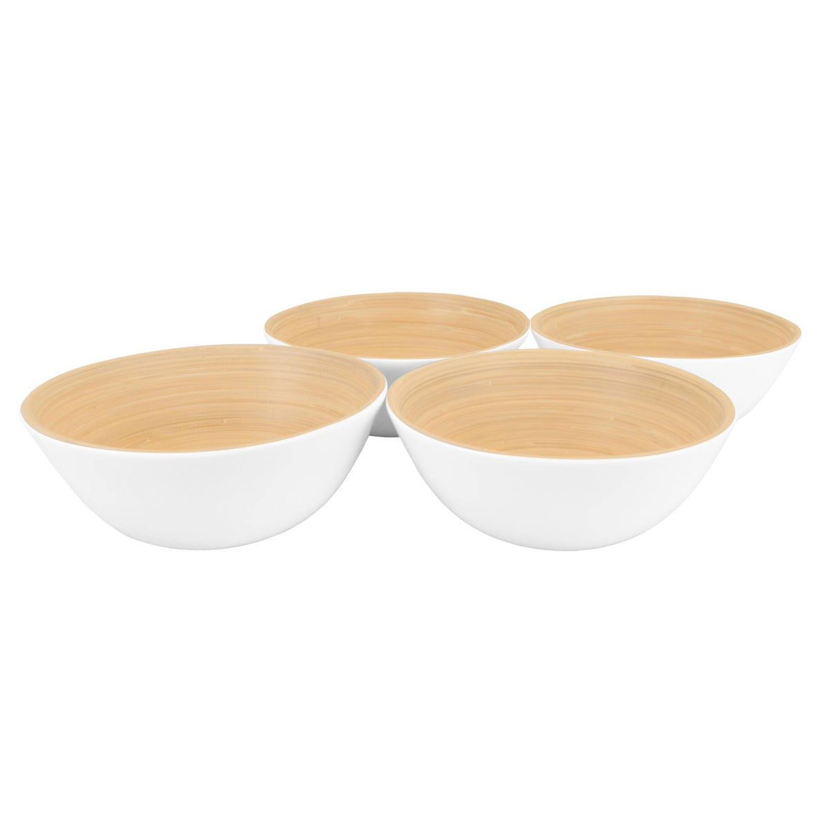 Lexa - Bamboo Salad Bowl Set, 8 Inch x 4 - White