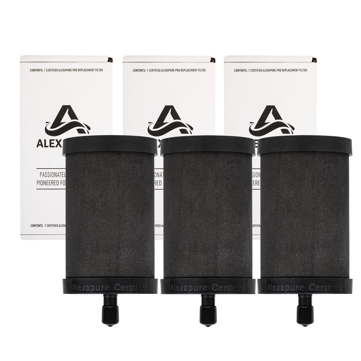 3M - Alexapure Pro 2387 Genuine Replacement Water Filter Black-Made in USA (3 Pack)