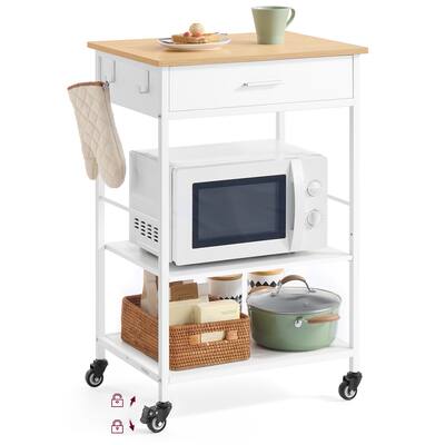 Songmics Home - Kitchen Rolling Island, Mobile Kitchen Cart with Storage on Wheels, 17.7 x 23.6 x 35.4 Inches, Drawer, 2 Hooks