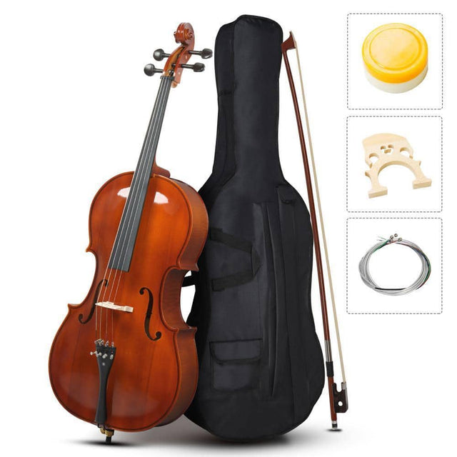 Front. Winado - Full Size Cello, 4/4 Solid Wood Acoustic Cello with Sturdy Stand, Portable Bag, Premium Rosin and Extra String.