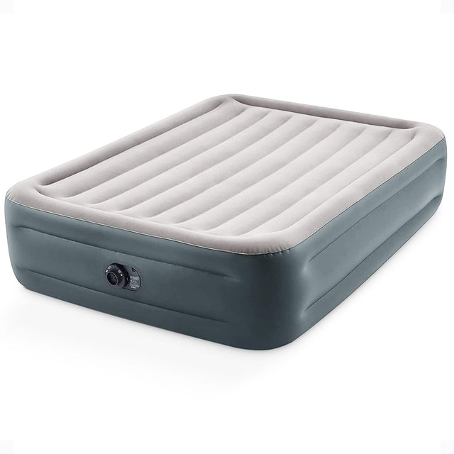 Front. Intex - Intex Dura Beam Essential Rest Blow Up Queen Mattress Air Bed with Built In Pump - Gray.