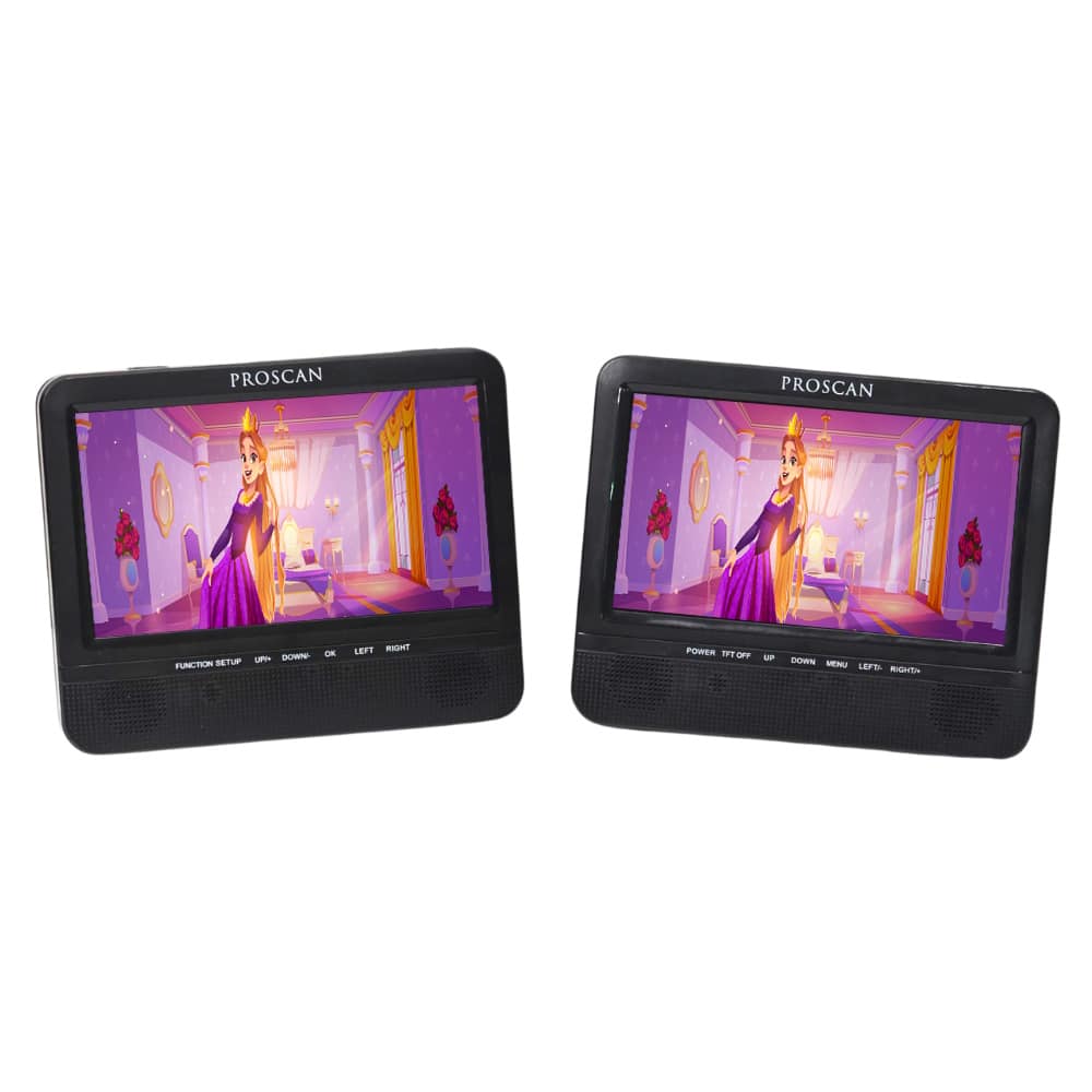Proscan - Refurbished Excellent - 7" Dual Screen Portable CD DVD Player with SD Card slot, USB port - PDVD7751 - Black