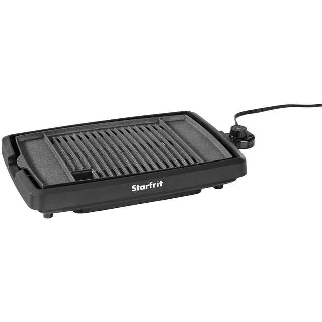 Front. THE ROCK by Starfrit - 16" Indoor Smokeless Electric BBQ Grill - Black.