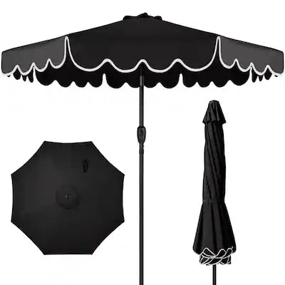 Best Choice Products - 9ft Patio Market Umbrella with Scallop Trim, Fade-Resistant, Crank & Tilt, Wind Vent